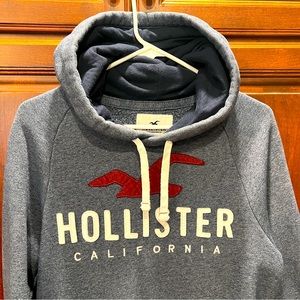 Hollister, Long sleeve, Pull Over Embroidered Hoodie, Grey, Small